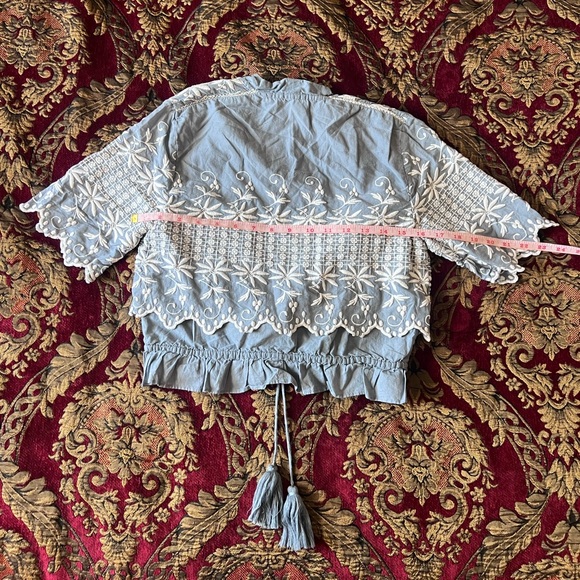 LoveShackFancy Cropped Embroidered Blouse - Picture 2 of 6